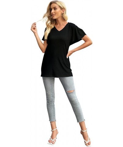 Women Summer Tops V-Neck T-Shirts Womens Tops Dressy Casual Puff Long-Sleeve Tops Tunic Tops Blouse Black $10.99 T-Shirts