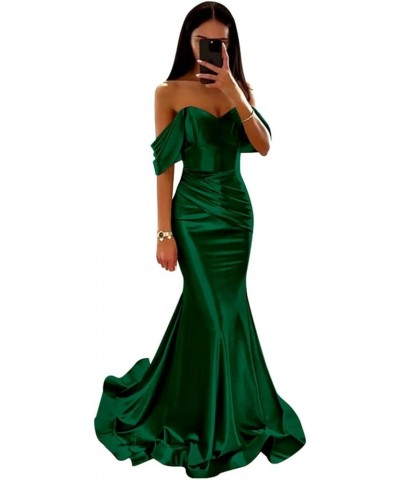 Satin Prom Dresses Long Off The Shoulder Mermaid Ball Gown Burnt Orange $28.60 Dresses