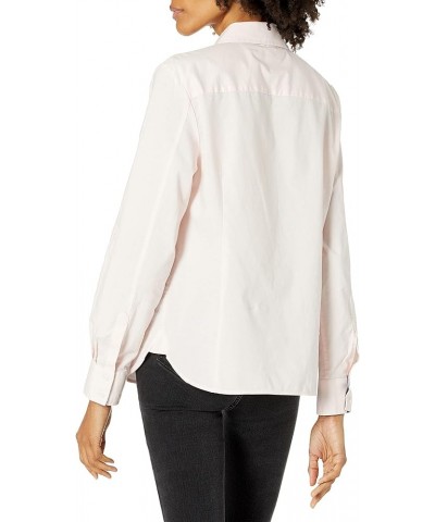 Women's Button Down Long Sleeve Collared Shirt with Chest Pocket Ballerina Pink $20.92 Blouses