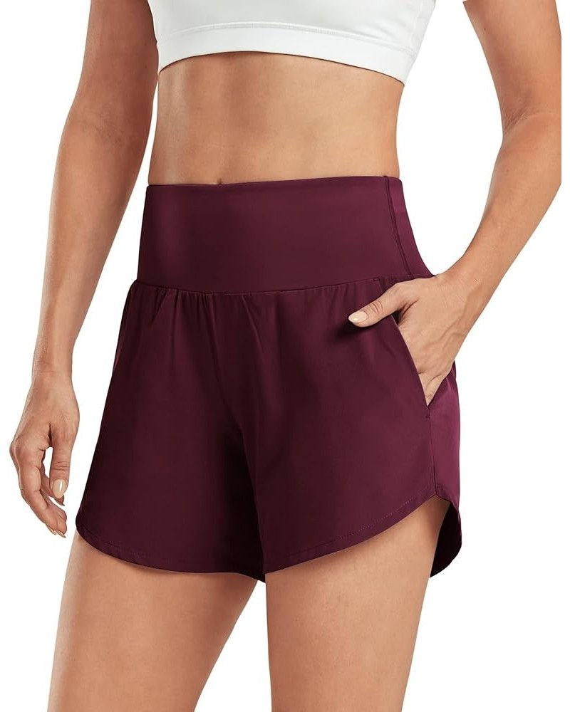 Athletic Shorts for Women Lightweight Running Shorts with Pockets 5" Quick Dry Workout Shorts for Gym Exercise Burgundy $10.9...