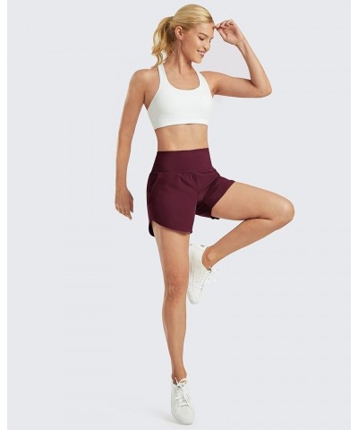 Athletic Shorts for Women Lightweight Running Shorts with Pockets 5" Quick Dry Workout Shorts for Gym Exercise Burgundy $10.9...