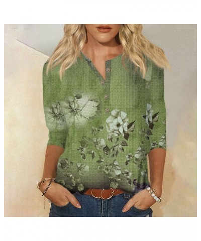 Women's 3/4 Sleeve Blouses Cute Flowers Print Graphic Tees Blouses Casual Plus Size Basic Tops Pullover Tees 5-green $9.53 T-...