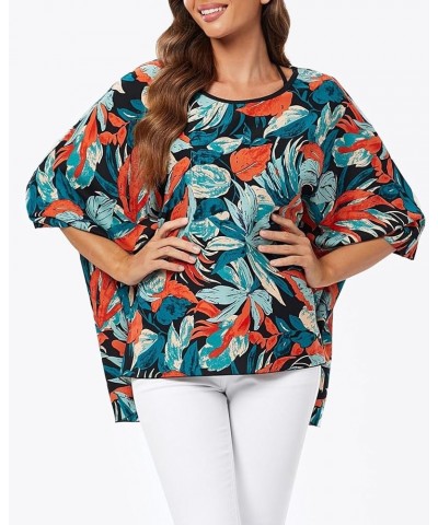 Women Summer Floral Printed Shirt Batwing Sleeve Top Chiffon Poncho Casual Loose Blouse 4493 $10.99 Blouses