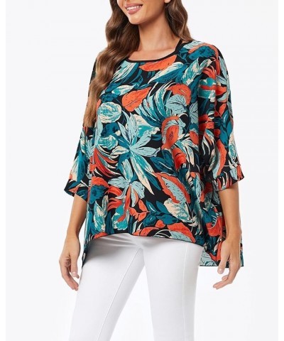 Women Summer Floral Printed Shirt Batwing Sleeve Top Chiffon Poncho Casual Loose Blouse 4493 $10.99 Blouses