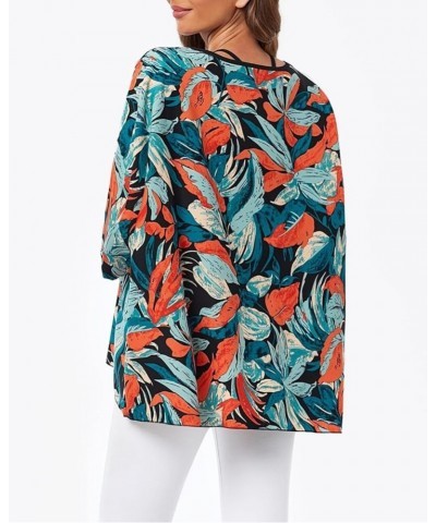 Women Summer Floral Printed Shirt Batwing Sleeve Top Chiffon Poncho Casual Loose Blouse 4493 $10.99 Blouses