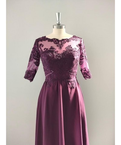 Lace Appliques Mother of The Bride Dresses for Wedding Long Formal Party Gown with Sleeves Pink $41.59 Dresses