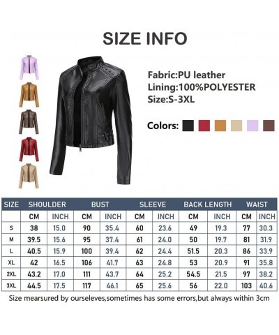 Women's Fashion Studded Zippers PU Faux Leather Moto Biker Jacket Coat Black $23.45 Coats