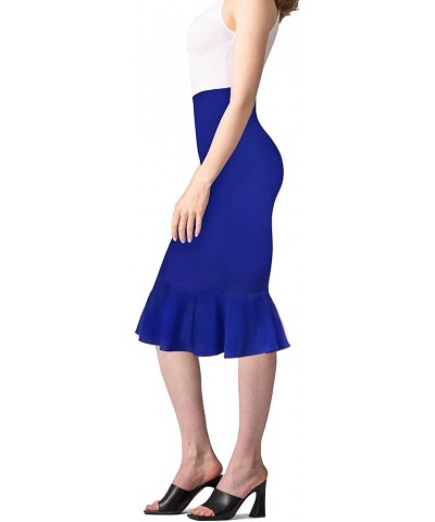 Womens Premium Nylon Ponte Stretch Office Fishtail Pencil Skirt High Waist Made in The USA Below Knee Ksk45010-1073t-royal $1...