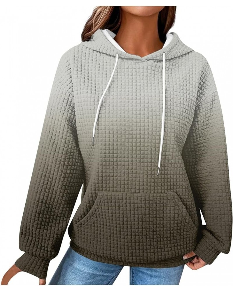 Hoodies for Women Casual Round Neck Gradient Printed Long Sleeve Sweatshirt Loose Pullover Hooded Sweatshirt Top 1-gray $20.0...