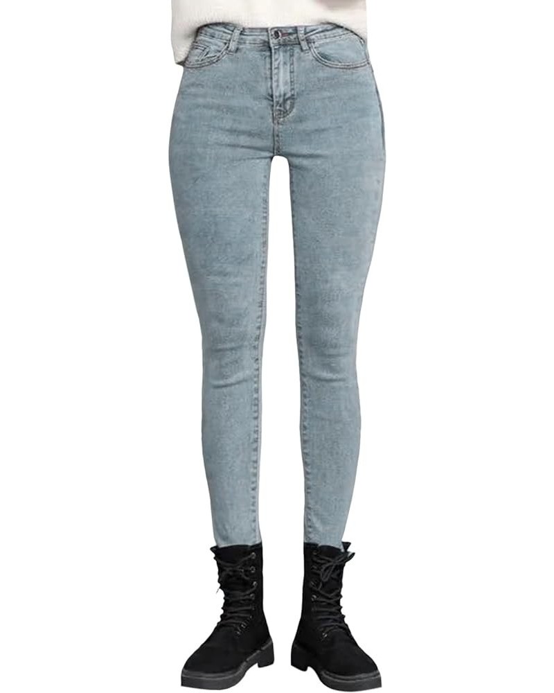 Fleece Lined Jeans Women High Waisted Stretchy Winter Warm Jeggings Slim Skinny Pencil Pants Denim Thermal Pants Blue $13.58 ...