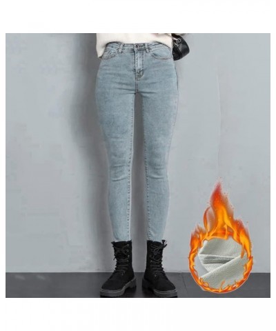 Fleece Lined Jeans Women High Waisted Stretchy Winter Warm Jeggings Slim Skinny Pencil Pants Denim Thermal Pants Blue $13.58 ...