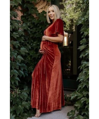 Women's Flutter Sleeve Velvet Bridesmaid Dresses with Slit for Wedding V Neck Wrap Formal Gown Evening Dress Silver $39.77 Dr...