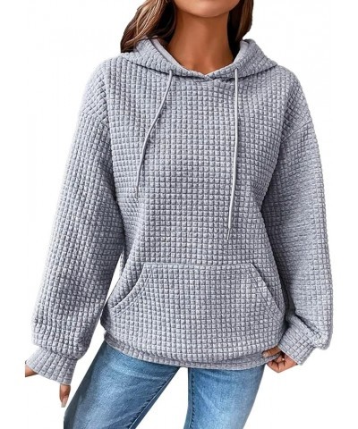 Women's Casual Solid Long Sleeve Pullover Hoodies With Pockets Autumn Loose Fitted Plus Size Drawstring Sweatshirts Grey-c $1...