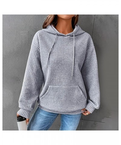 Women's Casual Solid Long Sleeve Pullover Hoodies With Pockets Autumn Loose Fitted Plus Size Drawstring Sweatshirts Grey-c $1...