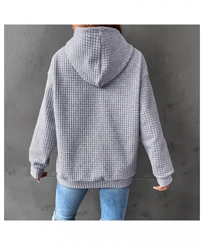 Women's Casual Solid Long Sleeve Pullover Hoodies With Pockets Autumn Loose Fitted Plus Size Drawstring Sweatshirts Grey-c $1...