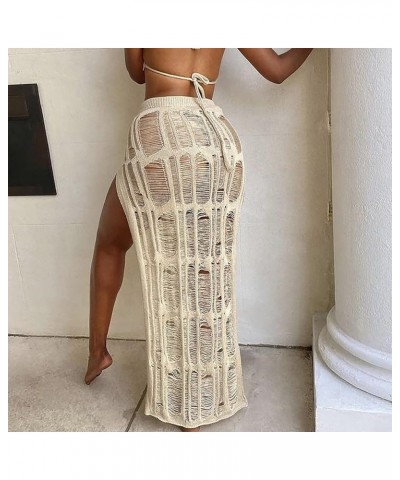 Women's Sexy Sheer Mesh Long Sleeve Beach Cover Up Hollow Out Backless Party Club Mini Dress Swimwear 3-beige $19.44 Swimsuits