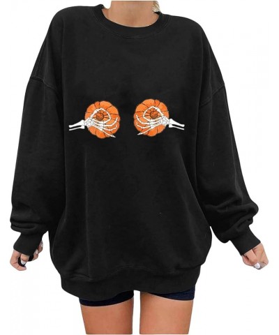 Women's Oversized Sweatshirt Holloween Sweatshirt Crewneck Long Sleeve Casual Loose Pullover Tops Black 11 $64.98 Hoodies & S...