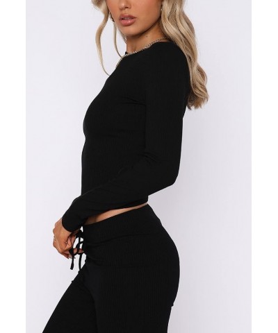 Women Casual Slim Fitted Basic Crop Tops Long Sleeve Crewneck Solid Shirts Y2K Pullovers Tight Tee Tops Bb Black Solid $8.95 ...