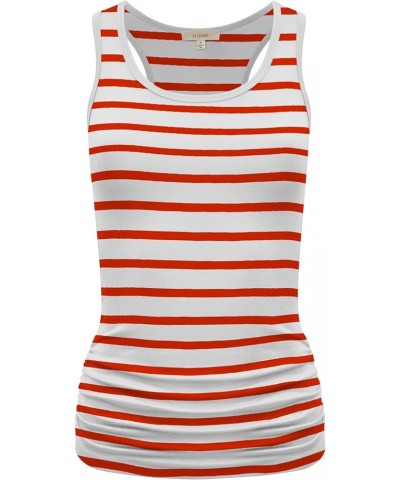 Women's Workout Tank Top Shirt - Racerback Casual Slim Fit Shirring Tops for Gym, Exercise, Yoga, Hiking Stripe Orange $12.67...