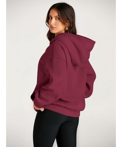 Womens Oversized Hoodies Fleece Sweatshirts Long Sleeve Sweaters Pullover Fall Clothes with Pocket Red $14.27 Hoodies & Sweat...