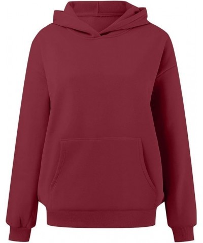 Womens Oversized Hoodies Fleece Sweatshirts Long Sleeve Sweaters Pullover Fall Clothes with Pocket Red $14.27 Hoodies & Sweat...