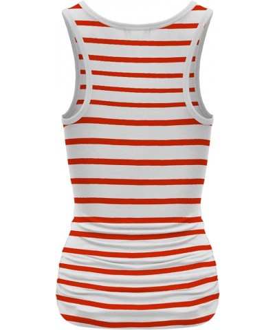 Women's Workout Tank Top Shirt - Racerback Casual Slim Fit Shirring Tops for Gym, Exercise, Yoga, Hiking Stripe Orange $12.67...