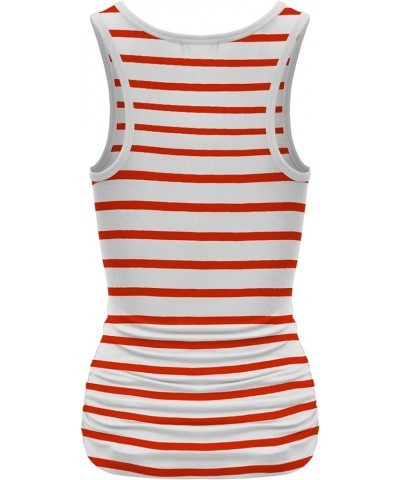 Women's Workout Tank Top Shirt - Racerback Casual Slim Fit Shirring Tops for Gym, Exercise, Yoga, Hiking Stripe Orange $12.67...