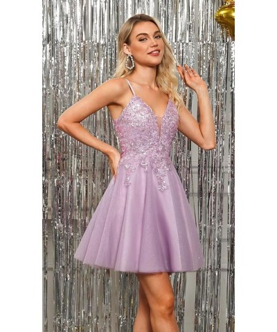 Floral Homecoming Dresses Short 2023 Applique Glitter Tulle Mini Prom Dresses for Teens SYYS384 Aqua $37.57 Dresses