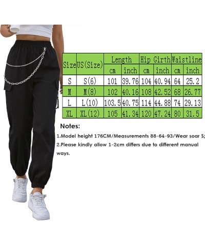 Women's Baggy Cargo Pants Casual Streetwear Solid Color Elastic High Waisted Jogger Pants with Pockets Lblack $10.79 Pants