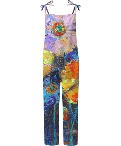 Bohemian Floral Jumpsuit For Women Casual Loose Long Harem Pant Romper Tie Strap Painting Print Jumpsuits Overalls 08 Orange ...