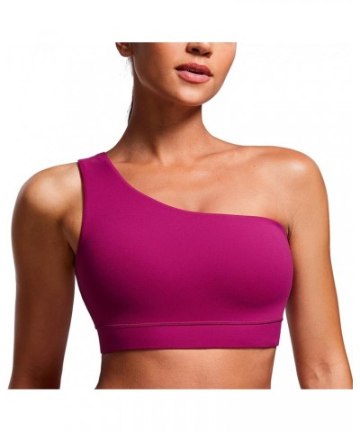 Butterluxe Womens One Shoulder Sports Bra - Sleeveless One Strap Low Impact Asymmetrical Workout Yoga Bra Magenta Purple $17....