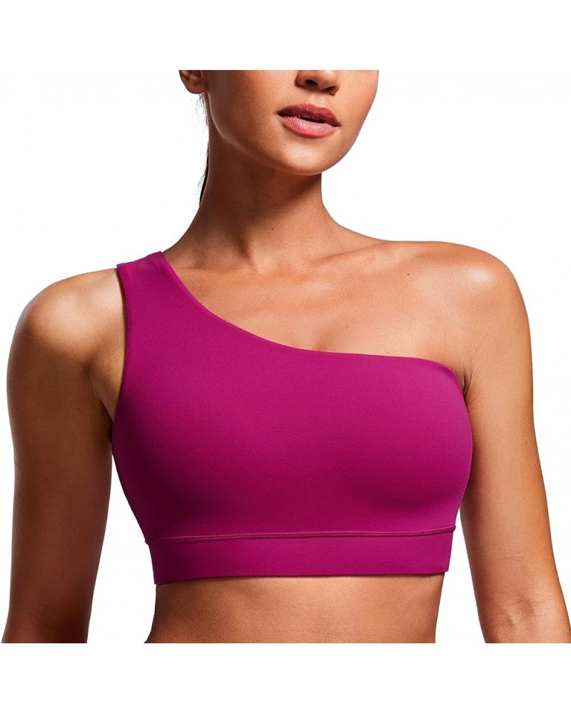 Butterluxe Womens One Shoulder Sports Bra - Sleeveless One Strap Low Impact Asymmetrical Workout Yoga Bra Magenta Purple $17....