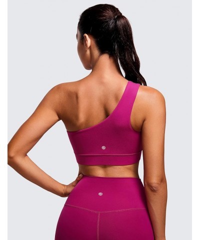 Butterluxe Womens One Shoulder Sports Bra - Sleeveless One Strap Low Impact Asymmetrical Workout Yoga Bra Magenta Purple $17....