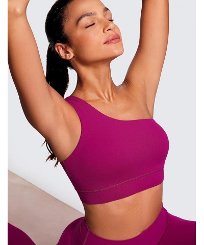 Butterluxe Womens One Shoulder Sports Bra - Sleeveless One Strap Low Impact Asymmetrical Workout Yoga Bra Magenta Purple $17....