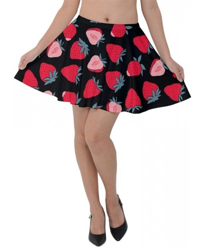 Womens Flared Casual Mini Skirt Summer Lemon Strawberry Fruits Vegetables Velvet Skater Dress, XS-3XL Black 2 $15.85 Skirts