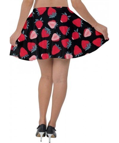 Womens Flared Casual Mini Skirt Summer Lemon Strawberry Fruits Vegetables Velvet Skater Dress, XS-3XL Black 2 $15.85 Skirts