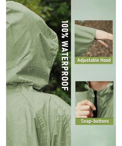 Unisex Rain Poncho Hooded Waterproof Raincoat for Adults Women B-green(with Zipper) $11.75 Coats