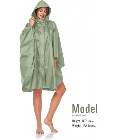 Unisex Rain Poncho Hooded Waterproof Raincoat for Adults Women B-green(with Zipper) $11.75 Coats