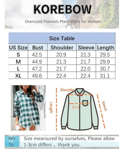 Oversized Flannels Plaid Shirts for Women Buffalo Plaid Long Sleeve Button Down Shirts Blouse Tops White Green $13.23 Blouses