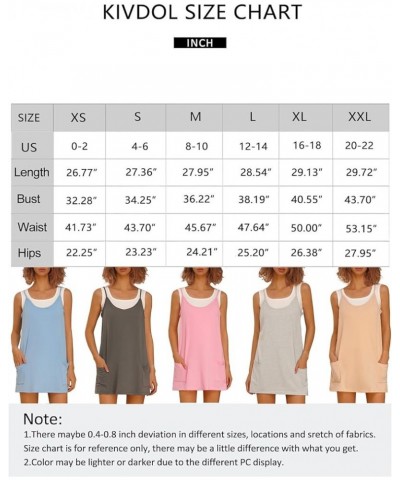 3 Pack Womens Summer Sleeveless Mini Dress V Neck Spaghetti Strap Sundress Athletic Short Dress with Pockets Black/Light Heat...