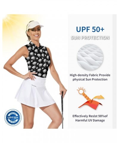 Women's Sleeveless Golf Top Floral Athletic Golf Wear Moisture Wicking Sleeveless Polo Quick Dry Flower Clusters $17.00 Shirts