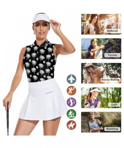 Women's Sleeveless Golf Top Floral Athletic Golf Wear Moisture Wicking Sleeveless Polo Quick Dry Flower Clusters $17.00 Shirts