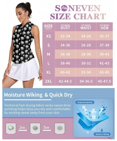 Women's Sleeveless Golf Top Floral Athletic Golf Wear Moisture Wicking Sleeveless Polo Quick Dry Flower Clusters $17.00 Shirts