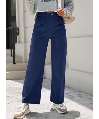 Womens Cargo Pants Women Baggy Wide Leg High Waist Casual Pants Jean Stretch Pants Sail Blue $23.39 Jeans