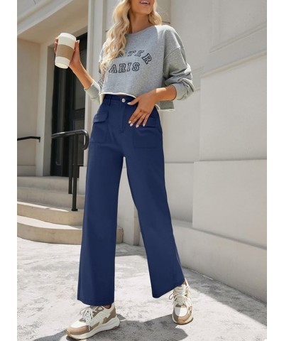 Womens Cargo Pants Women Baggy Wide Leg High Waist Casual Pants Jean Stretch Pants Sail Blue $23.39 Jeans