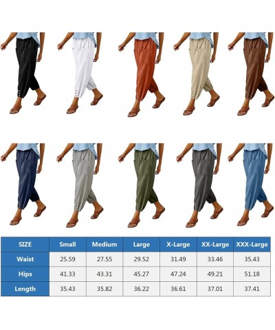 Casual Capri Pants for Women Linen Drawstring Elastic Capris Crop Relaxed Fit Cotton Wide Leg Capri Wide Leg Pants Black $8.8...