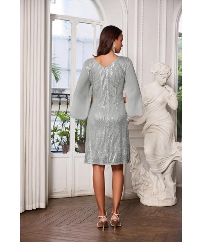 Women Sequin Dresses Shiny Sparkly Cocktail Party Dresses Silver Gray (Sequin) $29.44 Dresses