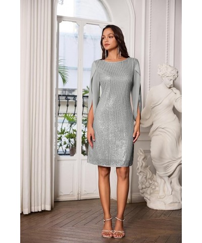 Women Sequin Dresses Shiny Sparkly Cocktail Party Dresses Silver Gray (Sequin) $29.44 Dresses