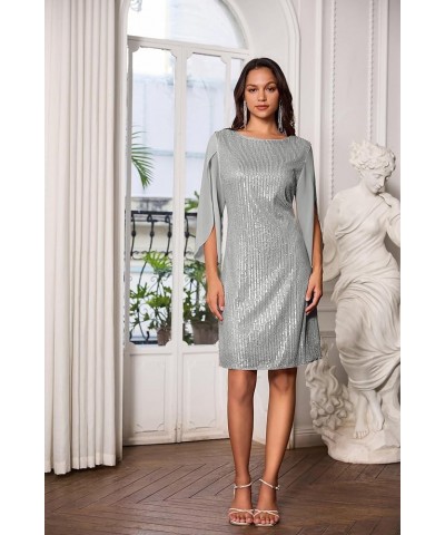 Women Sequin Dresses Shiny Sparkly Cocktail Party Dresses Silver Gray (Sequin) $29.44 Dresses