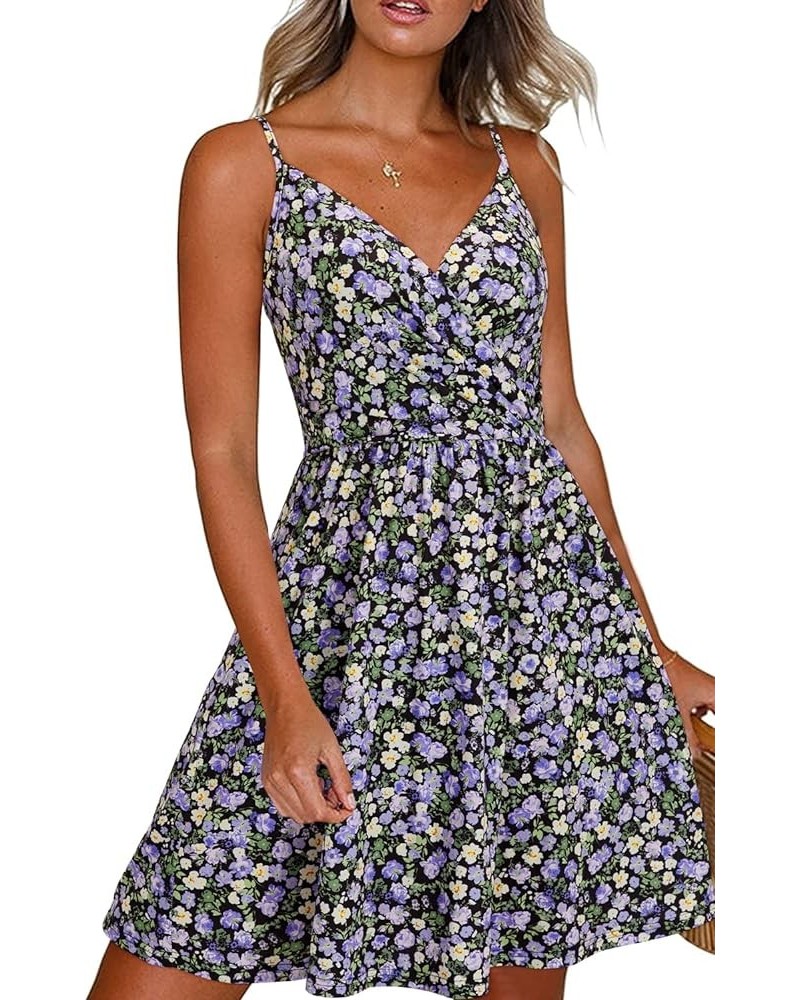 Women's Summer Dress Floral Spaghetti Strap Sleeveless V-Neck Casual Swing Sundress with Pockets Floral 40 $17.39 Dresses